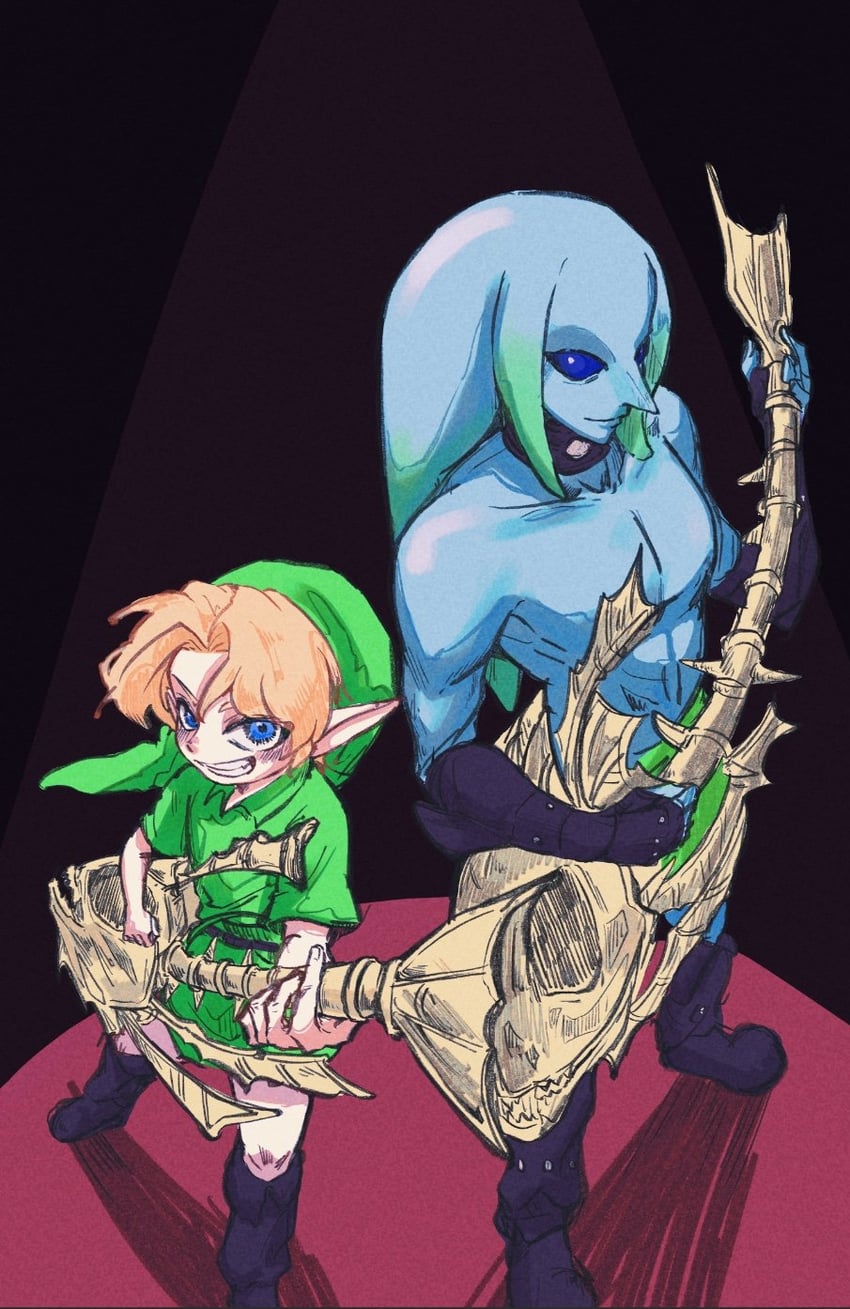 link, young link, and zora link (the legend of zelda and 1 more) drawn by noah_gwg