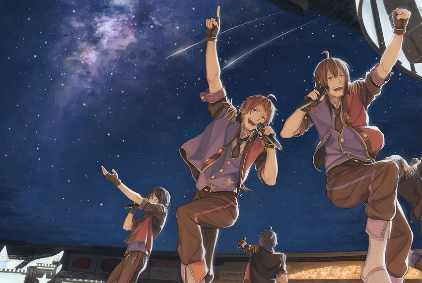 amagase touma, tendo teru, mitarai shouta, kashiwagi tsubasa, and sakuraba kaoru (idolmaster and 1 more) drawn by tru_(true_root)