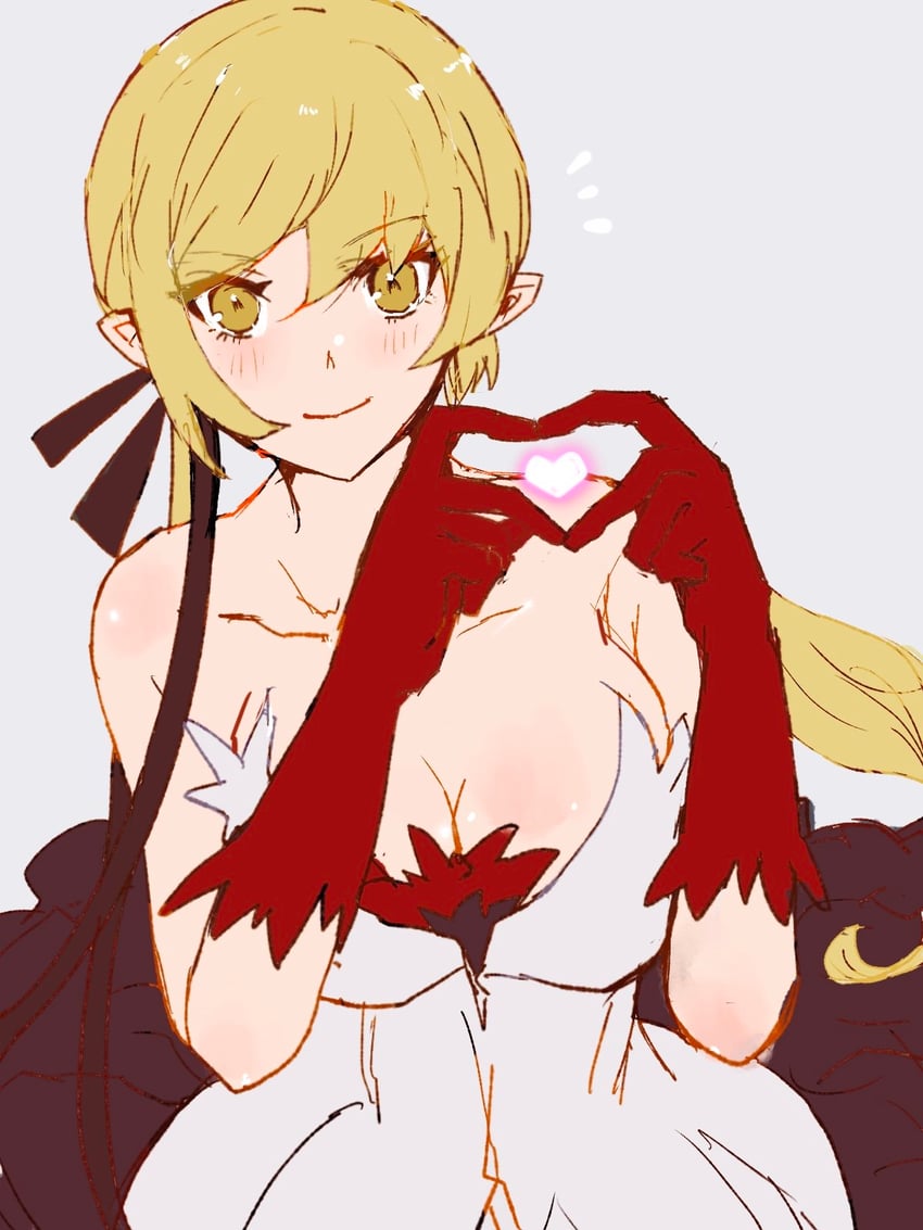 oshino shinobu and kiss-shot acerola-orion heart-under-blade (monogatari and 2 more) drawn by valhalla0707