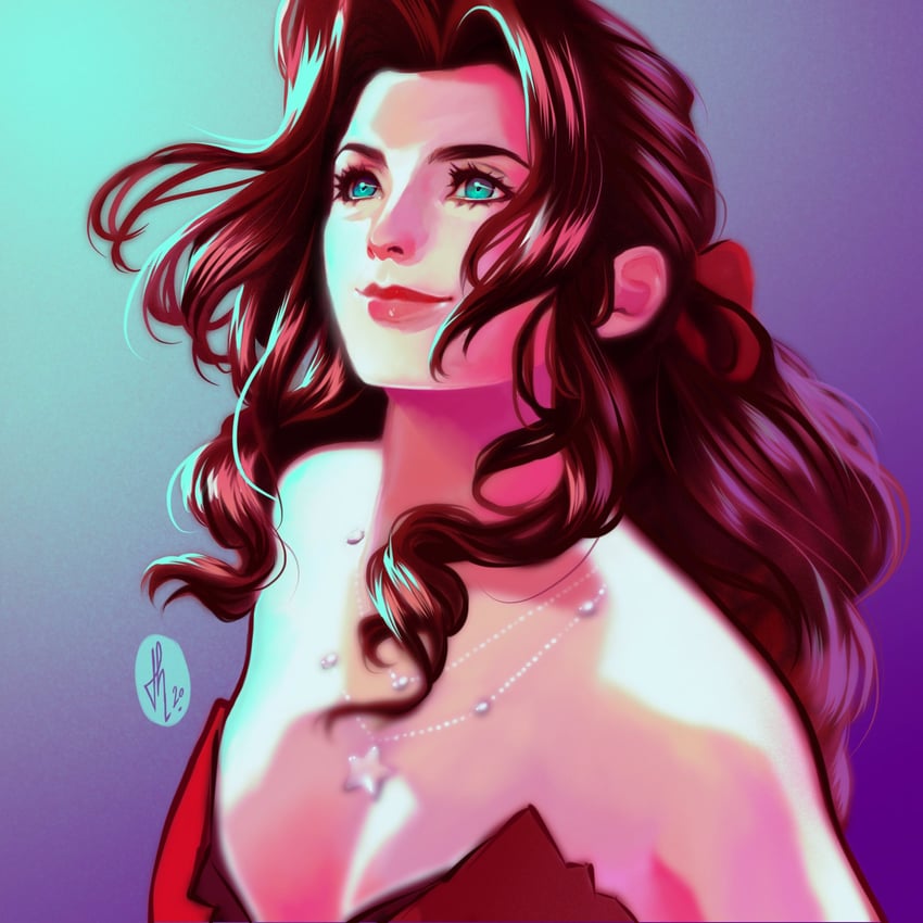 aerith gainsborough (final fantasy and 2 more) drawn by tholia_bentz