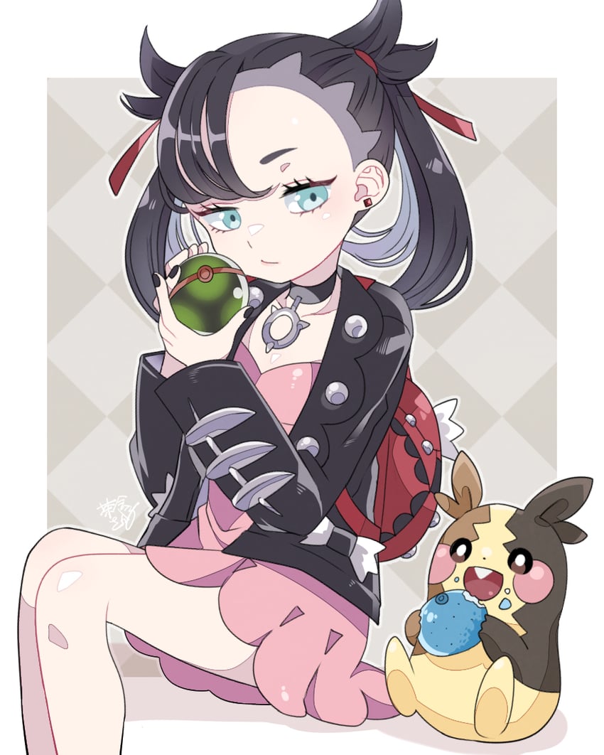 marnie and morpeko (pokemon and 1 more) drawn by chakai_sakako