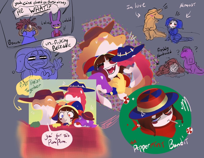 pomni, jax, ragatha, gummigoo, max, and 1 more (the amazing digital circus) drawn by ottietottie