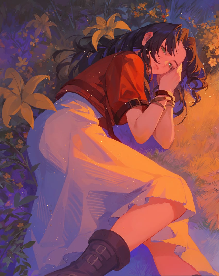 aerith gainsborough (final fantasy and 2 more) drawn by iamc95
