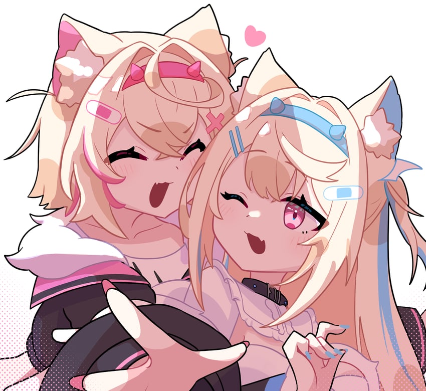fuwawa abyssgard and mococo abyssgard (hololive and 1 more) drawn by koora_aisu
