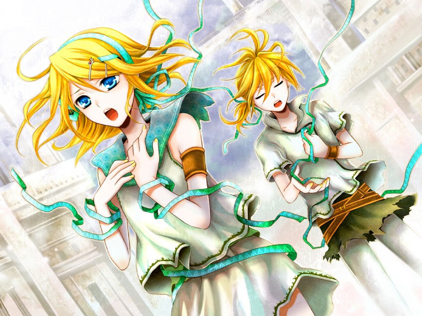 kagamine rin and kagamine len (vocaloid) drawn by wool_(kurokrkr)