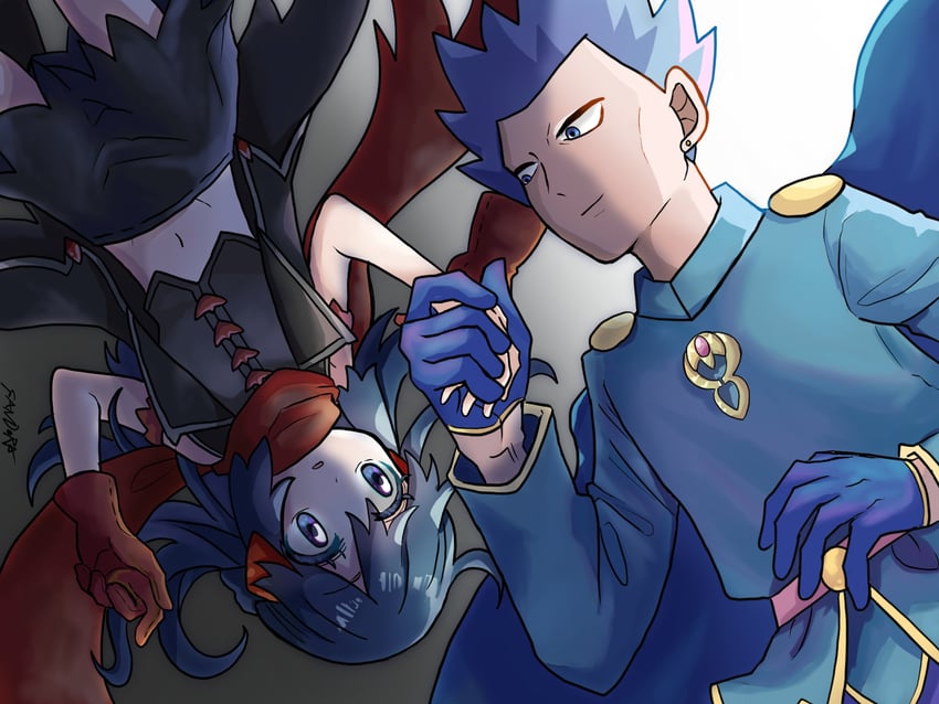 dawn and cyrus (pokemon and 1 more) drawn by sandora_(karugamo_no_e)