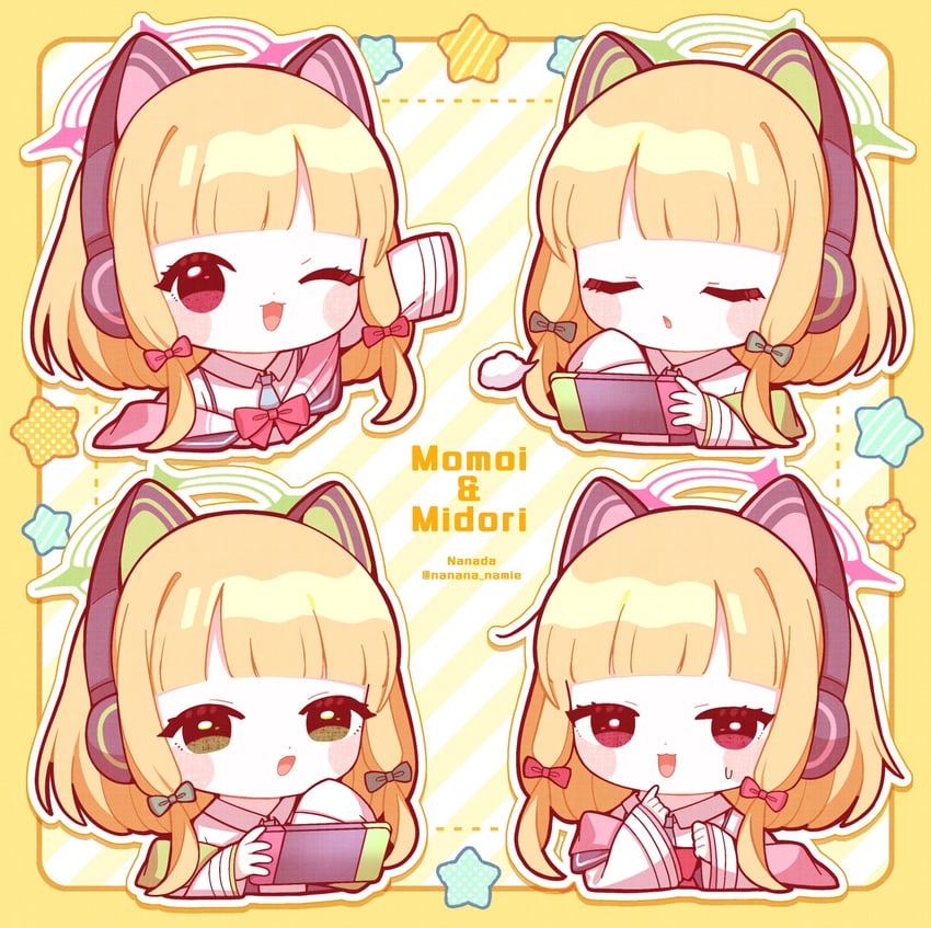momoi and midori (blue archive) drawn by nada_namie
