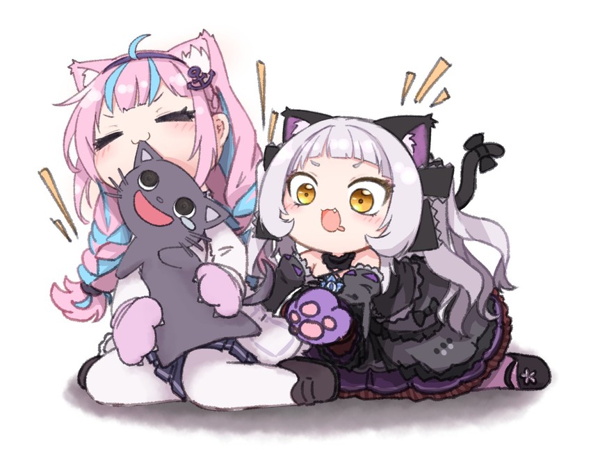 minato aqua, murasaki shion, and neko (hololive) drawn by tonton_(tonz159)
