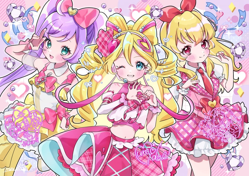hoshimiya ichigo, manaka laala, sakura uta, and cure idol (precure and 4 more) drawn by wata_meuko