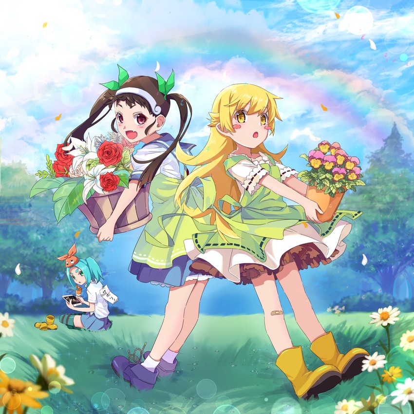 oshino shinobu, hachikuji mayoi, and ononoki yotsugi (monogatari and 1 more) drawn by drawdream1025