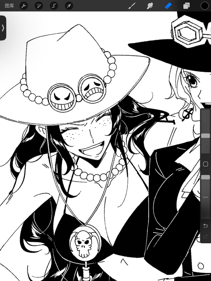 sabo and portgas d. anne (one piece) drawn by kurenaikiyumi