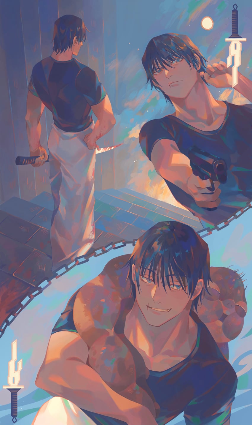 fushiguro touji and inventory curse (jujutsu kaisen) drawn by kinakomocci518