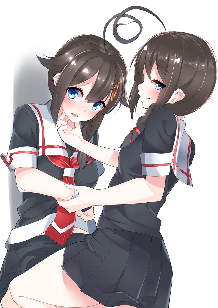 shigure and shigure kai ni (kantai collection) drawn by nebusoku