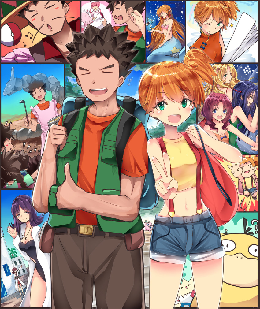 misty, jigglypuff, psyduck, togepi, brock, and 10 more (pokemon) drawn by e-co