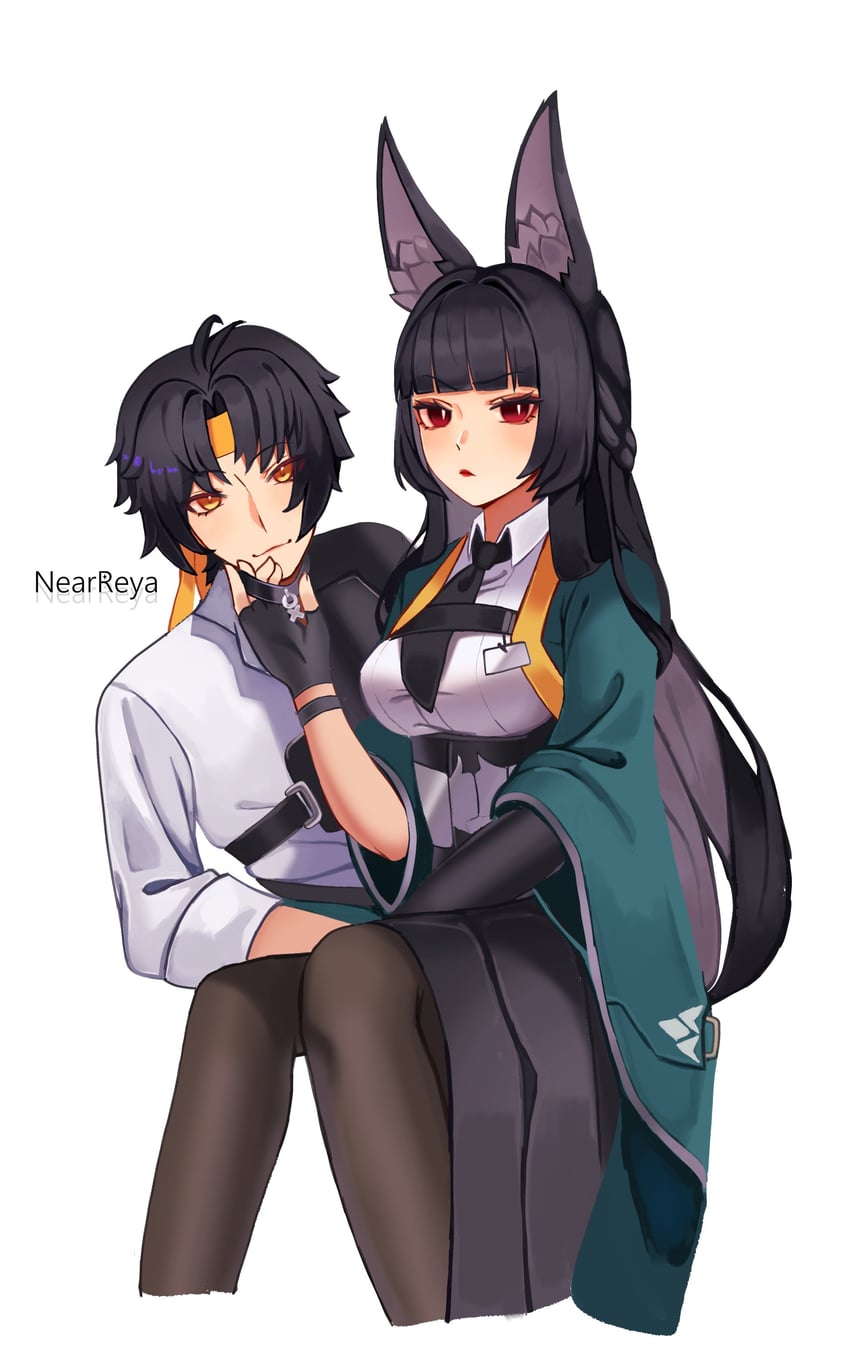 hoshimi miyabi and asaba harumasa (zenless zone zero) drawn by by_nearreya