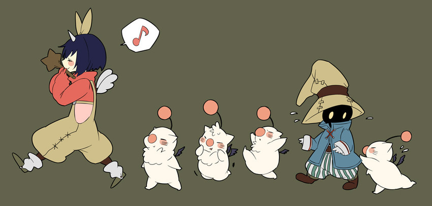 moogle, vivi ornitier, and eiko carol (final fantasy and 1 more) drawn by adzuma_nishi