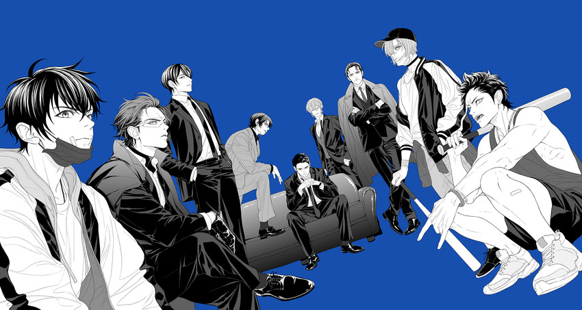 miyuki kazuya, sawamura eijun, kuramochi youichi, furuya satoru, kominato haruichi, and 4 more (ace of diamond) drawn by twoframe