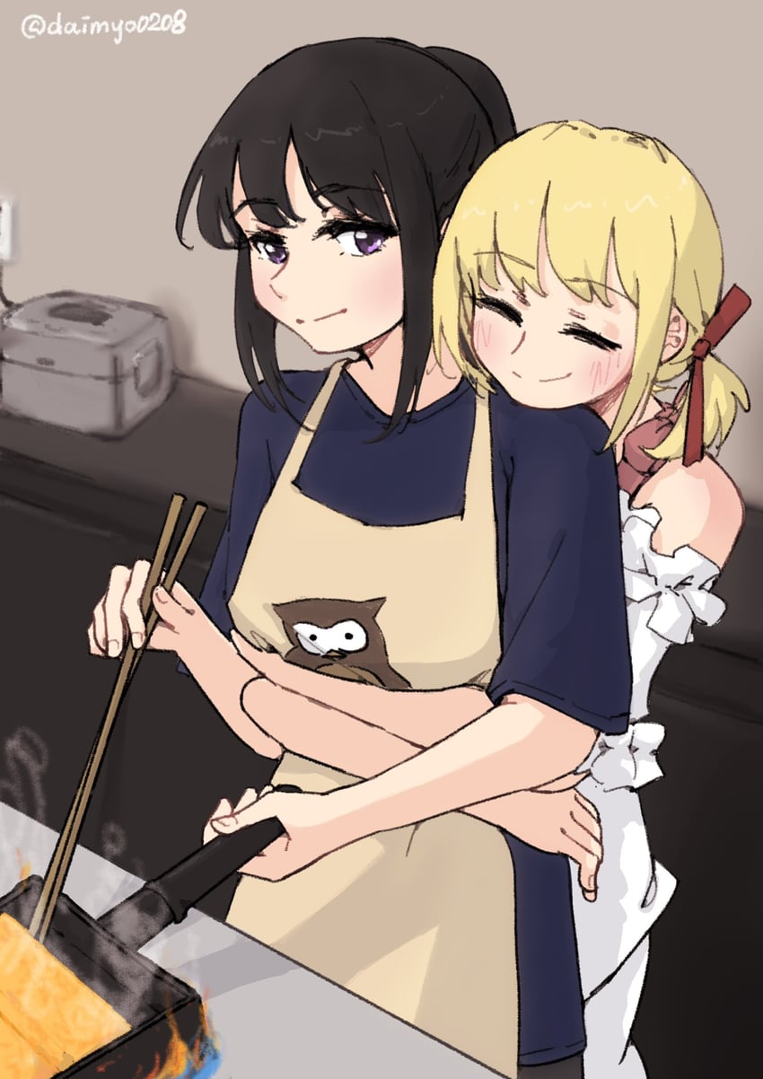 nishikigi chisato and inoue takina (lycoris recoil) drawn by daimyo0208