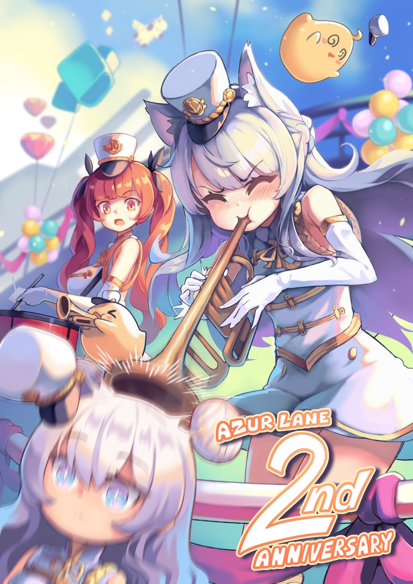 manjuu, honolulu, le malin, and hammann (azur lane) drawn by hm_(hmongt)