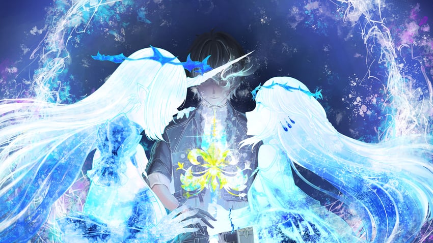 rover, male rover, cartethyia, and fleurdelys (wuthering waves) drawn by kame_chan