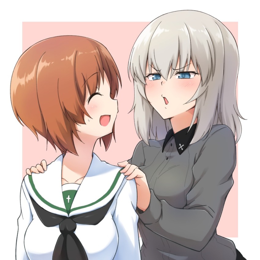 nishizumi miho and itsumi erika (girls und panzer) drawn by nagomiya_(shousha)