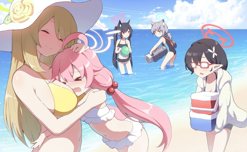 shiroko, hoshino, nonomi, serika, and ayane (blue archive) drawn by qkracho_(thesdroz)