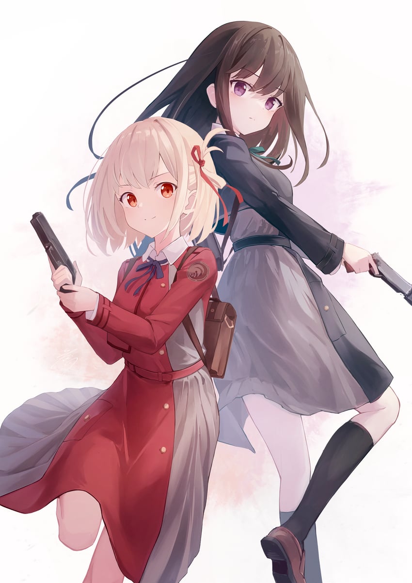 nishikigi chisato and inoue takina (lycoris recoil) drawn by minau37