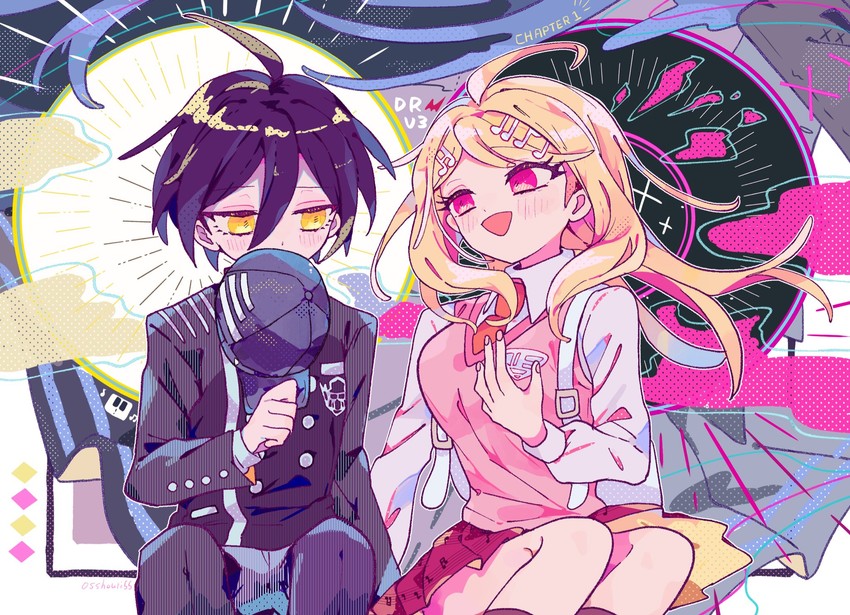 saihara shuichi and akamatsu kaede (danganronpa and 1 more) drawn by osshouri55