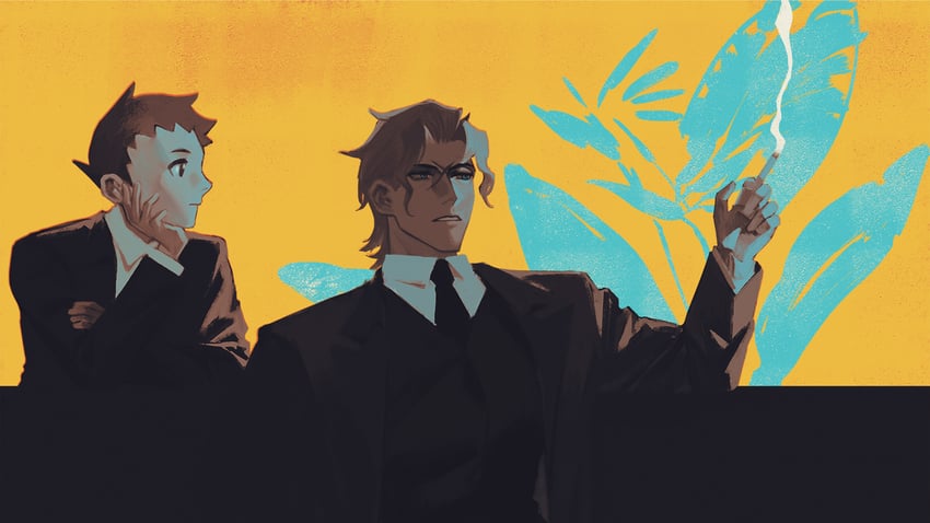 ryunosuke naruhodo and barok van zieks (ace attorney and 1 more) drawn by raycrodu_h