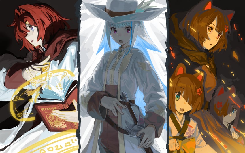 lize helesta, ange katrina, inui toko, ken, and ban (nijisanji and 1 more) drawn by zxjv