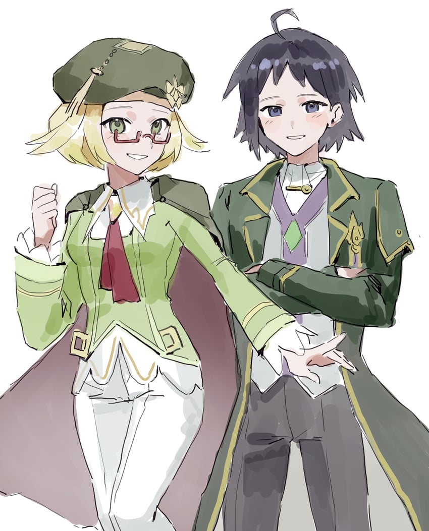 bianca and cheren (pokemon and 1 more) drawn by sadoseja854000