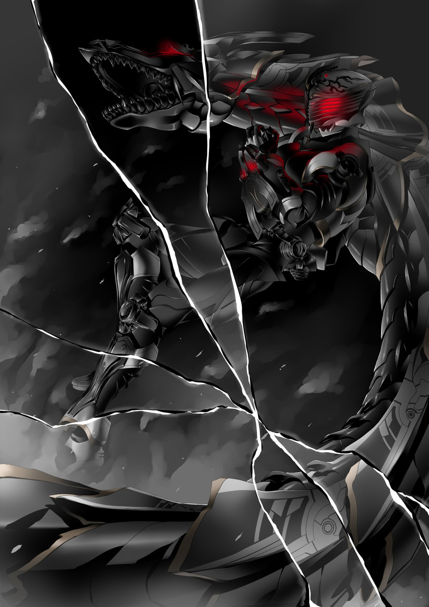 kamen rider ryuga and dragblacker (kamen rider and 2 more) drawn by suzume_inui