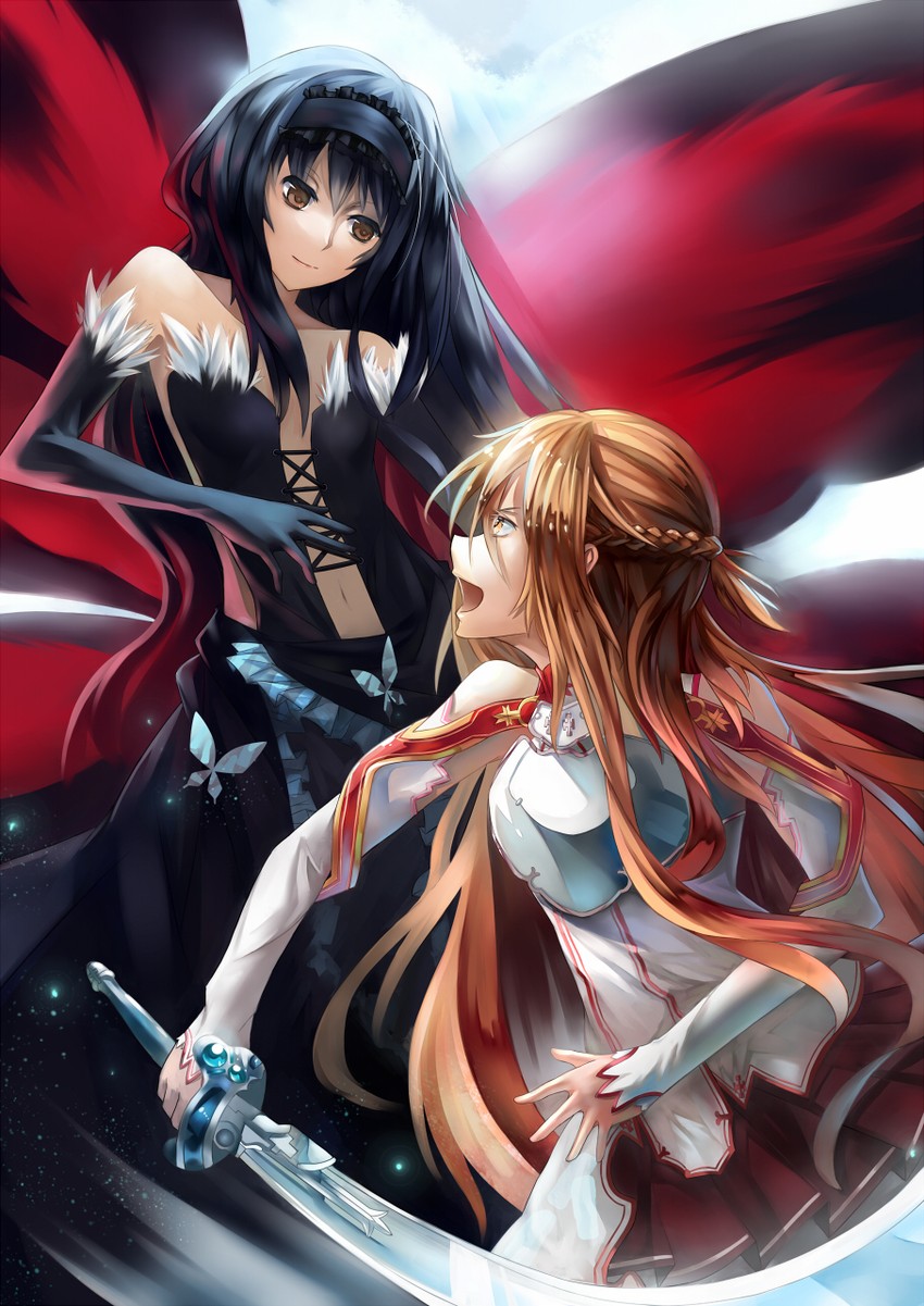 asuna and kuroyukihime (sword art online and 2 more) drawn by tsubasa19900920