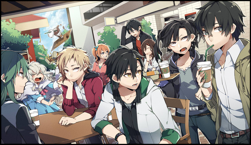 tateyama ayano, kozakura marry, kisaragi shintarou, kido tsubomi, kano shuuya, and 4 more (kagerou project) drawn by kiragera