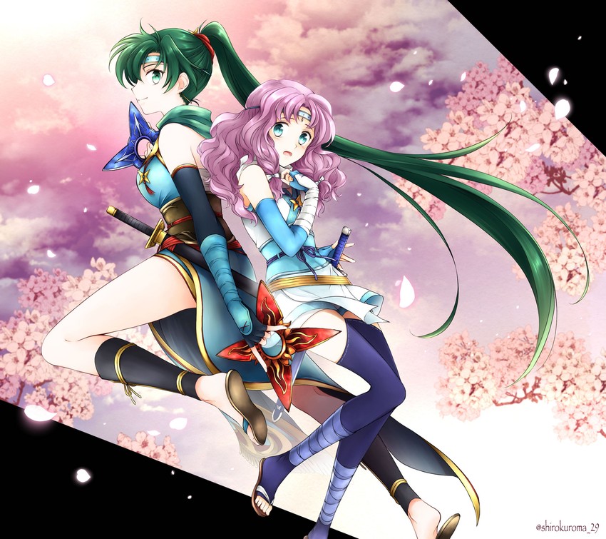 lyn and florina (fire emblem and 2 more) drawn by shirokuroma_29