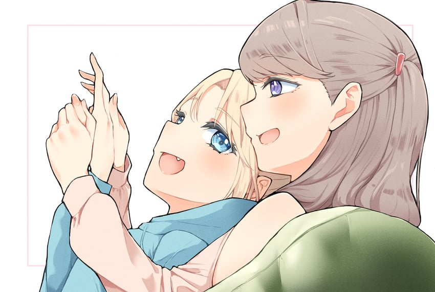 fujishima megumi and osawa rurino (love live! and 1 more) drawn by mendo_(mend0o0_)