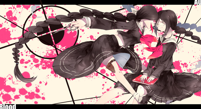 fukawa toko and genocider shou (danganronpa and 1 more) drawn by ao_jun