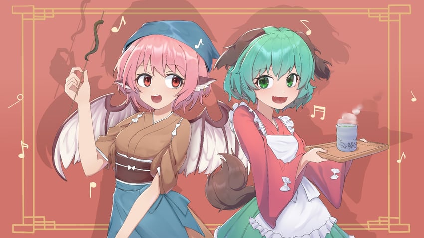 mystia lorelei, kasodani kyouko, and okamisty (touhou and 1 more) drawn by laska_(572124034)