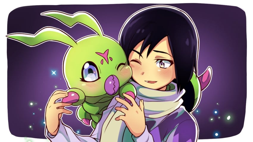 ichijouji ken and wormmon (digimon and 1 more) drawn by oddnoise