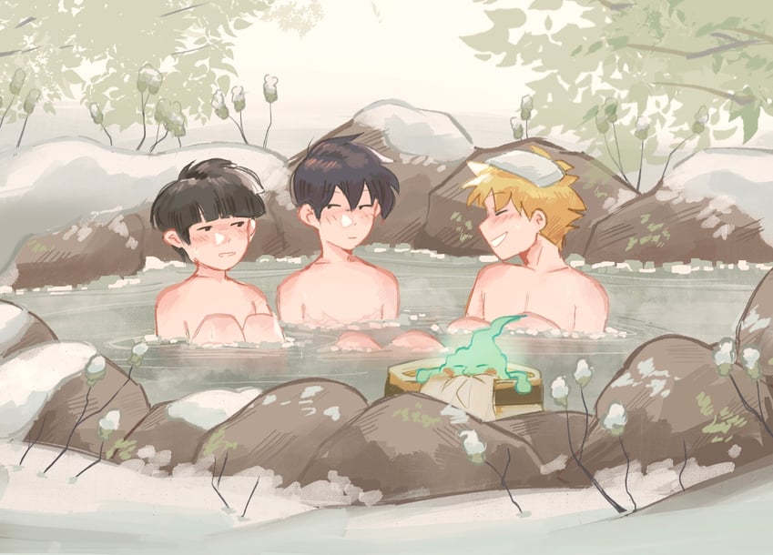 kageyama shigeo, kageyama ritsu, ekubo, and hanazawa teruki (mob psycho 100) drawn by mp100days