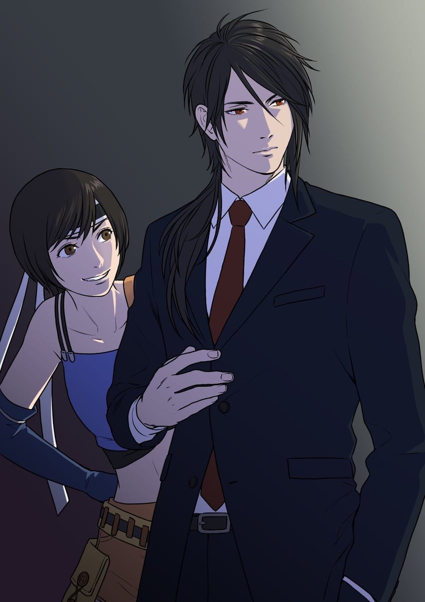 yuffie kisaragi and vincent valentine (final fantasy and 2 more) drawn by sd_supa