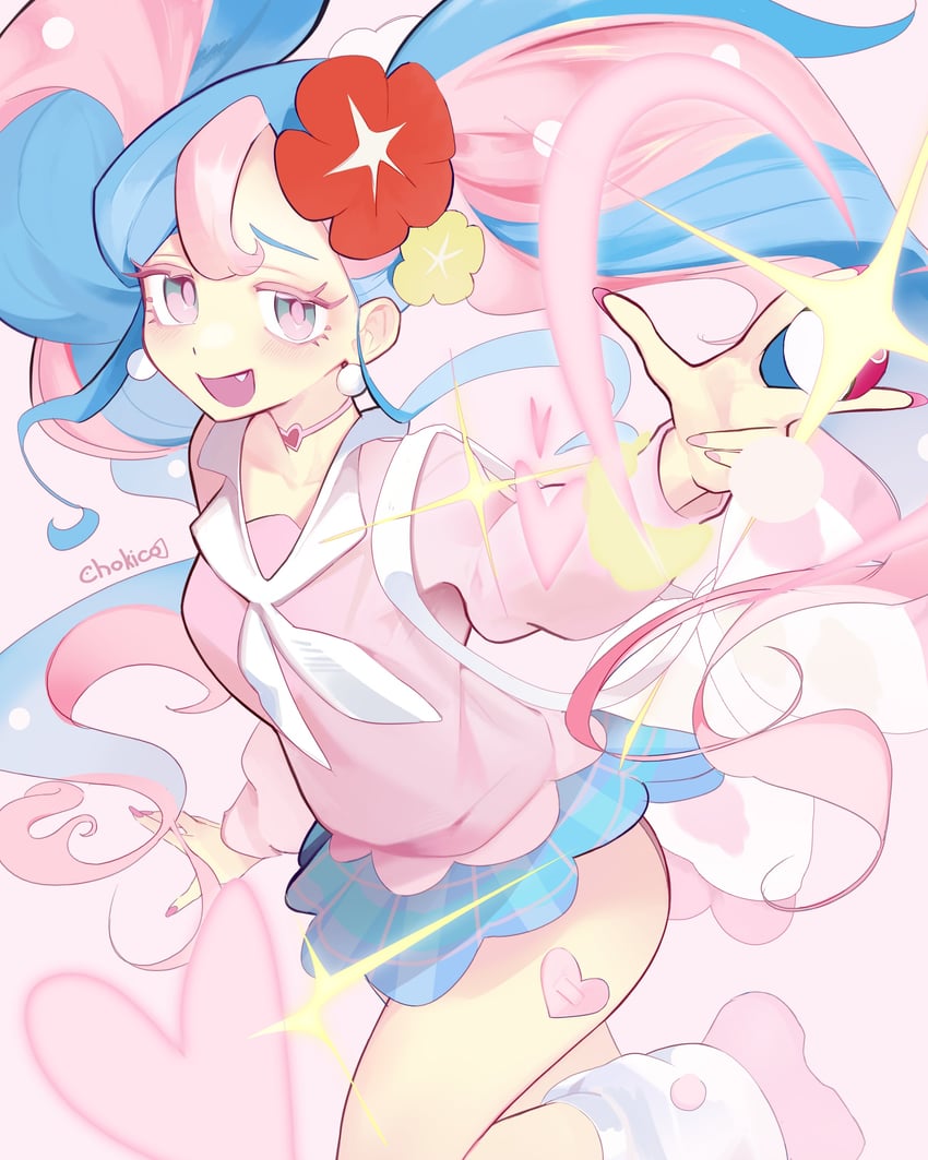 hatsune miku and fairy miku (pokemon and 2 more) drawn by chokico