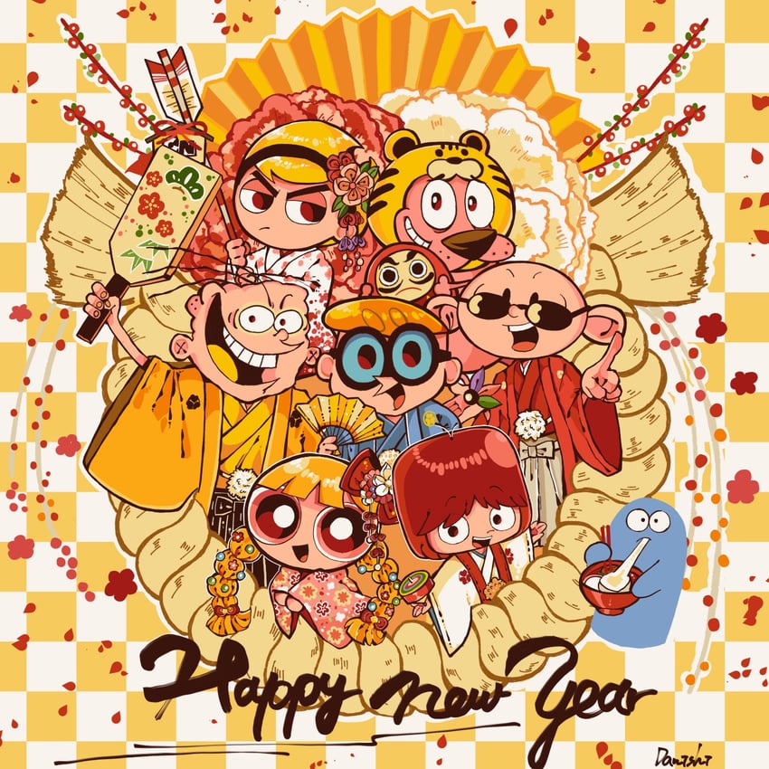 blossom, mandy, blooregard q kazoo, courage, dexter, and 3 more (powerpuff girls and 7 more) drawn by danishi