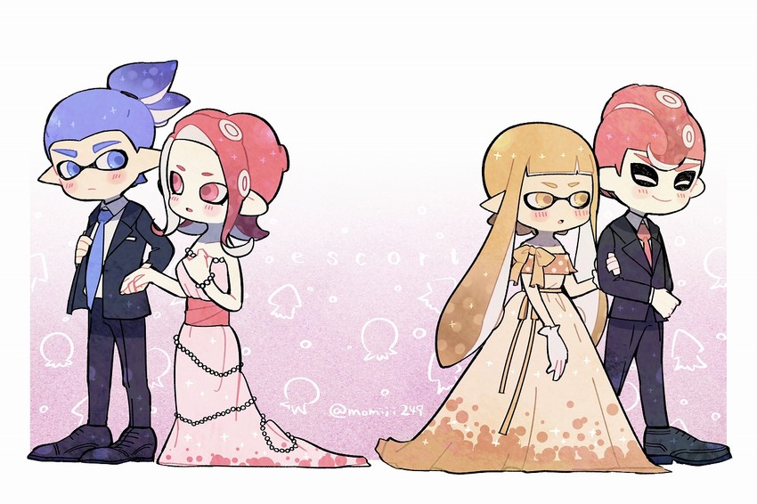 inkling player character, inkling girl, octoling player character, inkling boy, and octoling boy (splatoon and 1 more) drawn by kirikuchi_riku