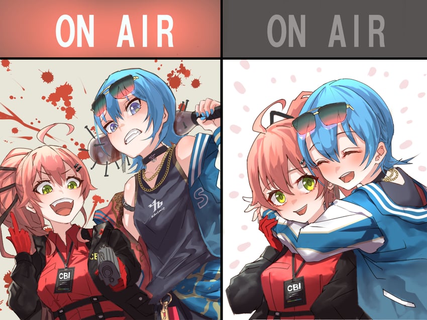 hoshimachi suisei and sakura miko (hololive and 1 more) drawn by azuma_(azmdraw)