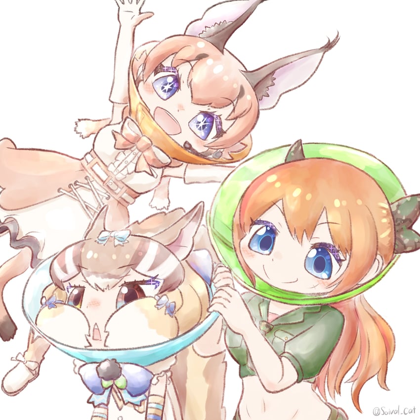 caracal, siberian chipmunk, and irodori mayoi (kemono friends and 2 more) drawn by saival_cat
