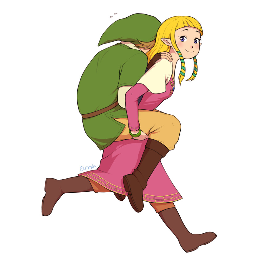 link and princess zelda (the legend of zelda and 1 more) drawn by eunnieboo