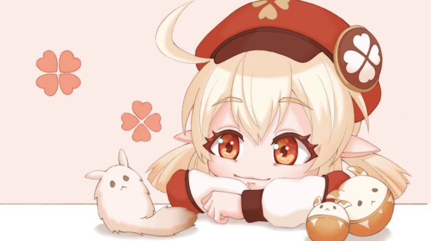 klee, dodoco, and jumpy dumpty (genshin impact) drawn by uzupiyo
