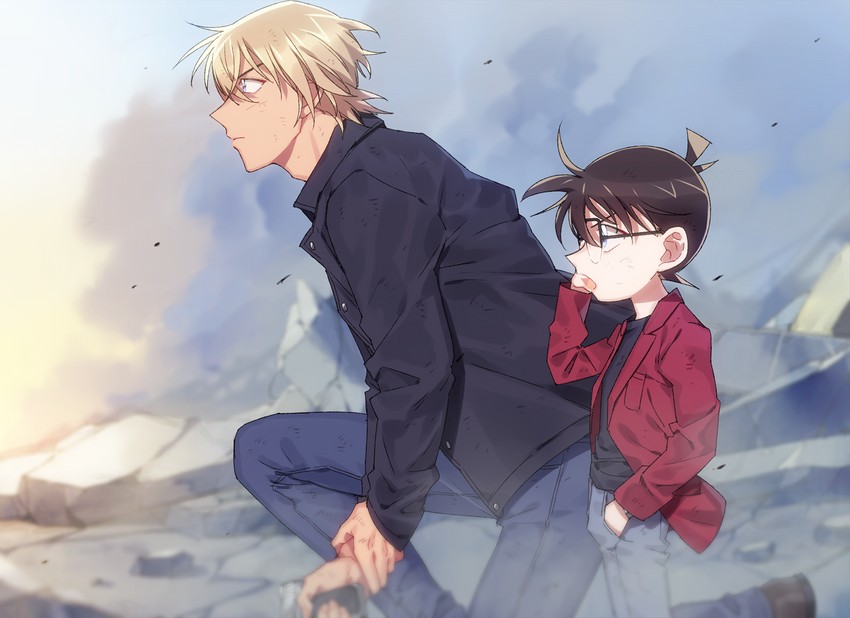 edogawa conan and amuro tooru (meitantei conan) drawn by k_(gear_labo)