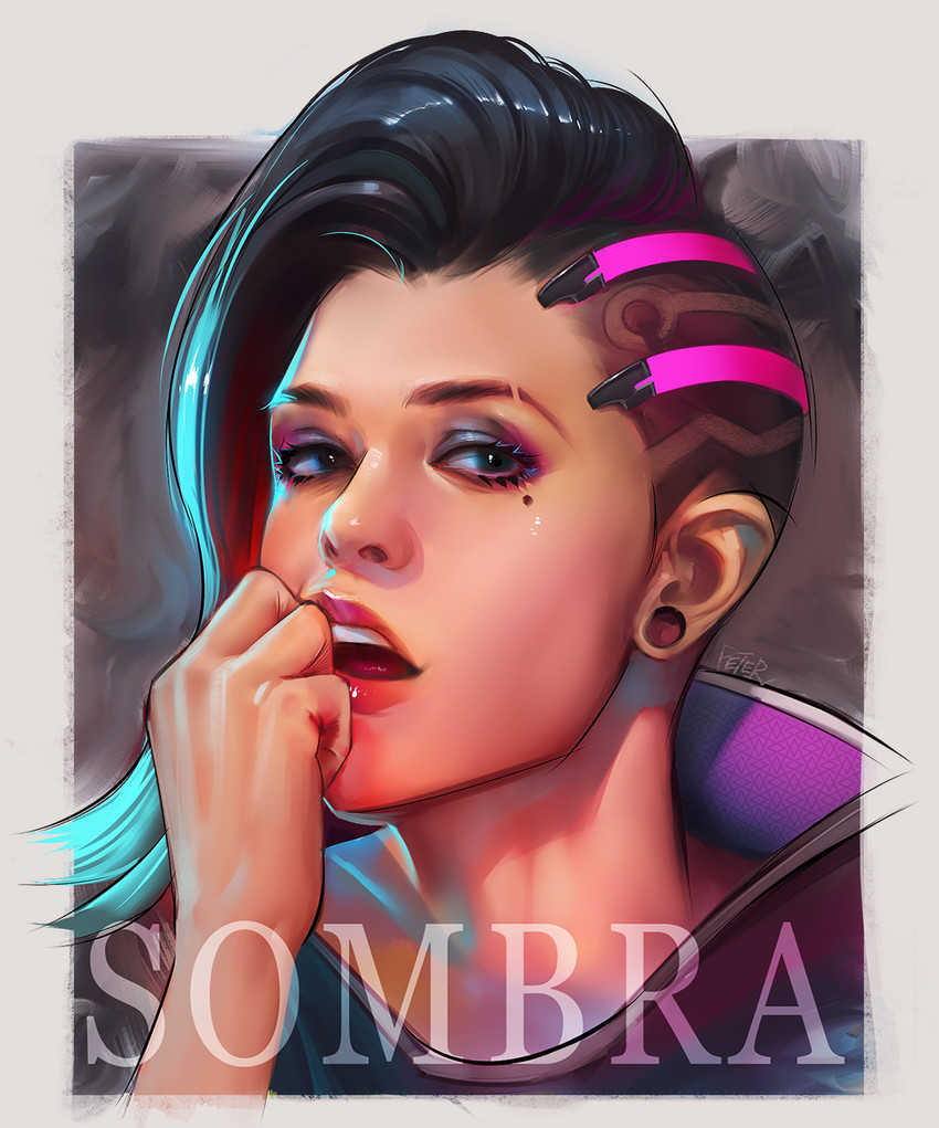 sombra (overwatch and 1 more) drawn by peter_xiao